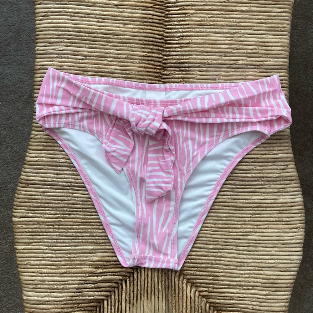 Pink and White Zebra Print Bikini Bottom